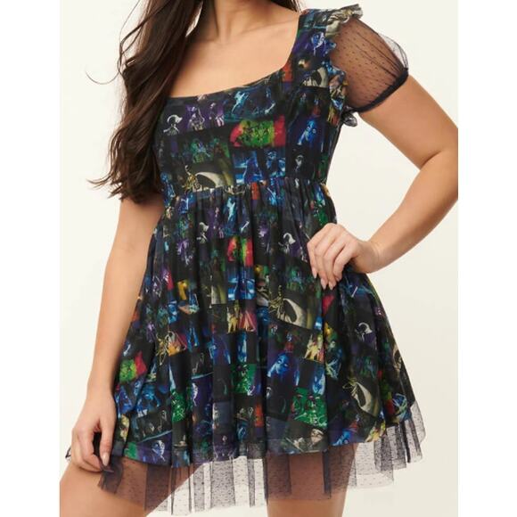 UNIQUE VINTAGE Corpse Bride sz s 4 black mesh baby doll mini dress NWT B920 - Picture 1 of 7